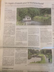 Article de Ouest France sur le regain d'intérêt pour le tourisme fluvial